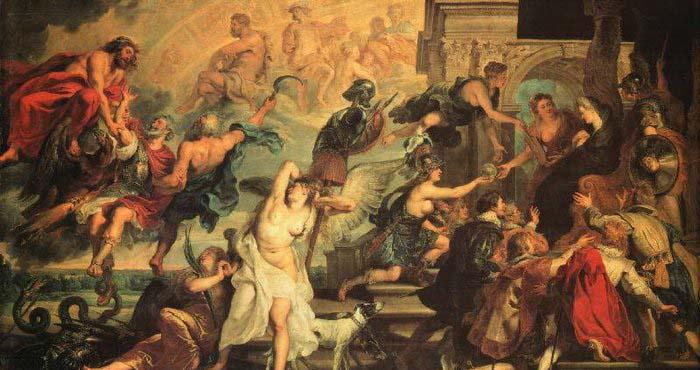 RUBENS, Pieter Pauwel The Apotheosis of Henry IV and the Proclamation of the Regency of Marie de Medicis on May oil painting image